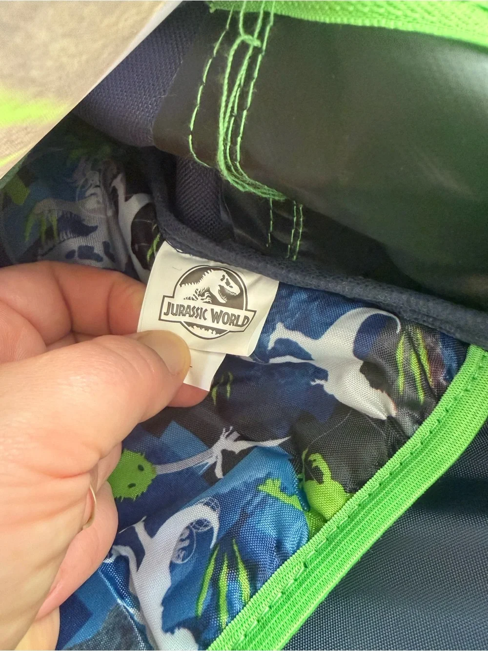 Jurassic World / Jurassic Park Kids Dinosaur Backpack – Blue & Lime Green T-Rex